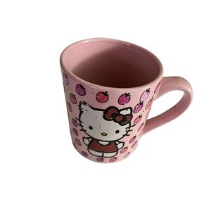 Hello Kitty Strawberry Mug Pink Ceramic 14oz Silver Buffalo Licensed Sanrio